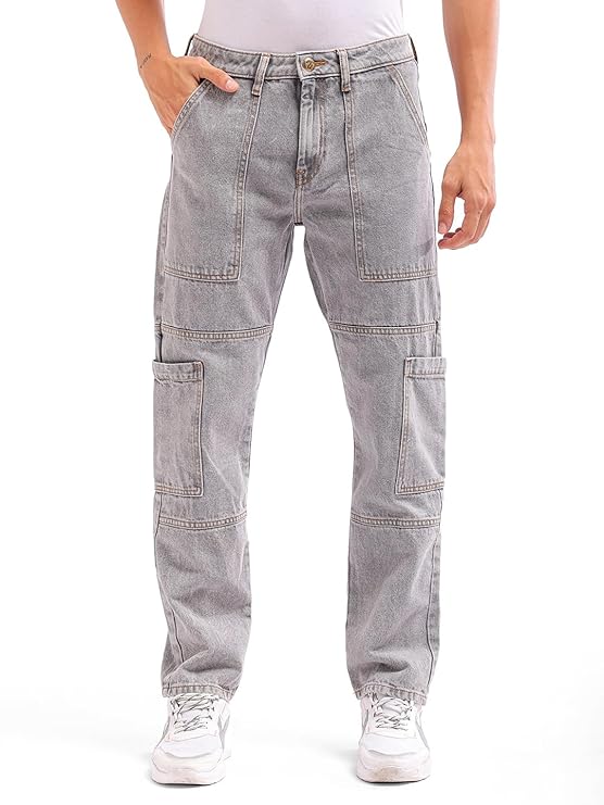Men Relaxed Dad Fit Solid Mid-Rise Jeans